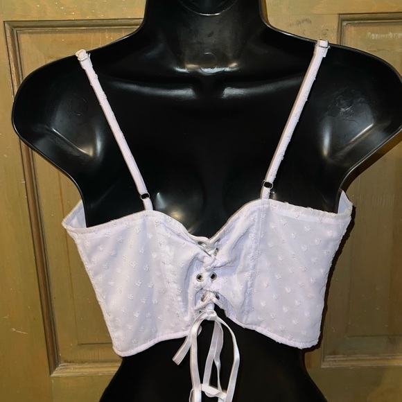 La Hearts Light Pink Adjustable Sexy Lace Corset Sleeveless Sexy Crop Top Size M - Picture 6 of 13